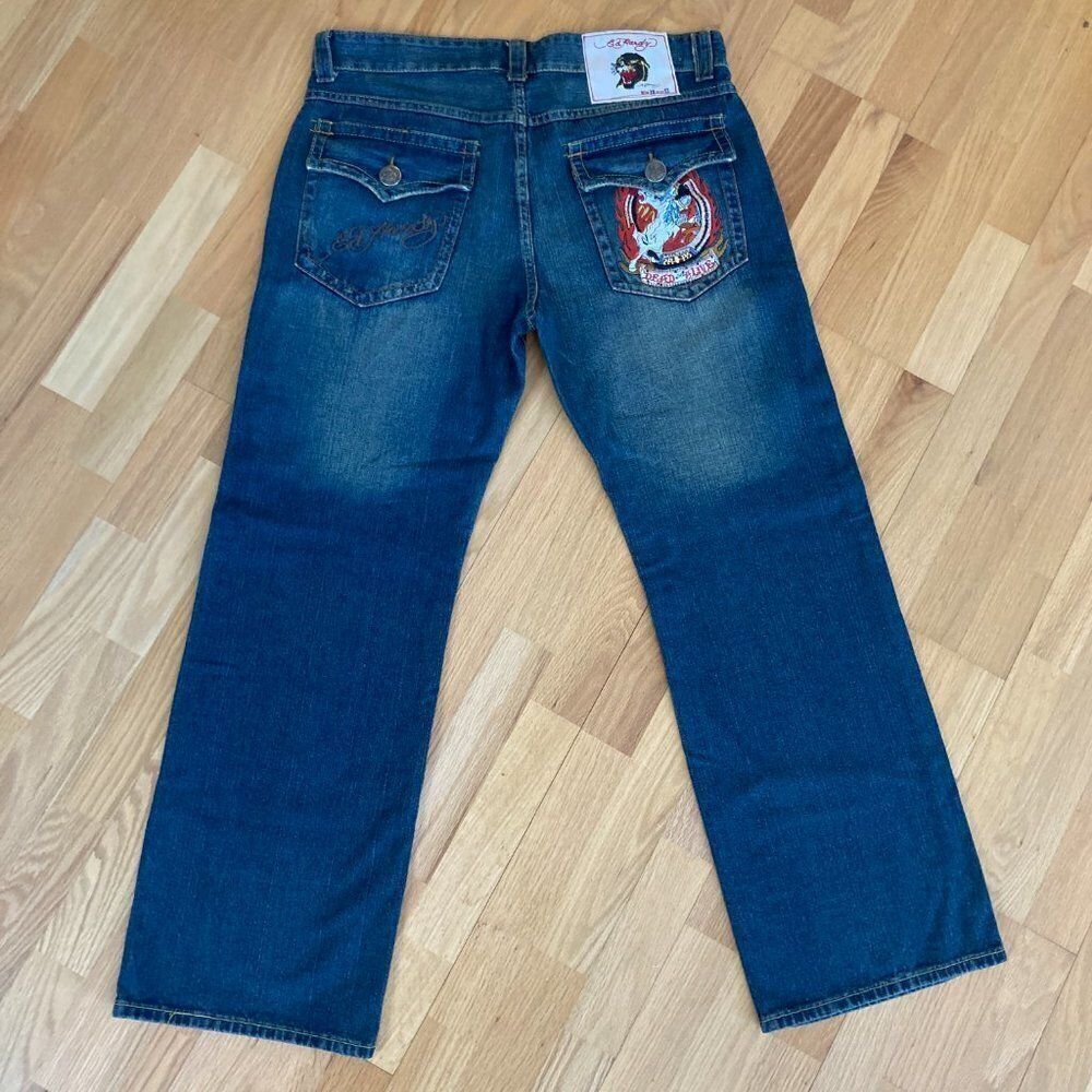 Vintage Ed Hardy Distressed Jeans Size 38 x 33